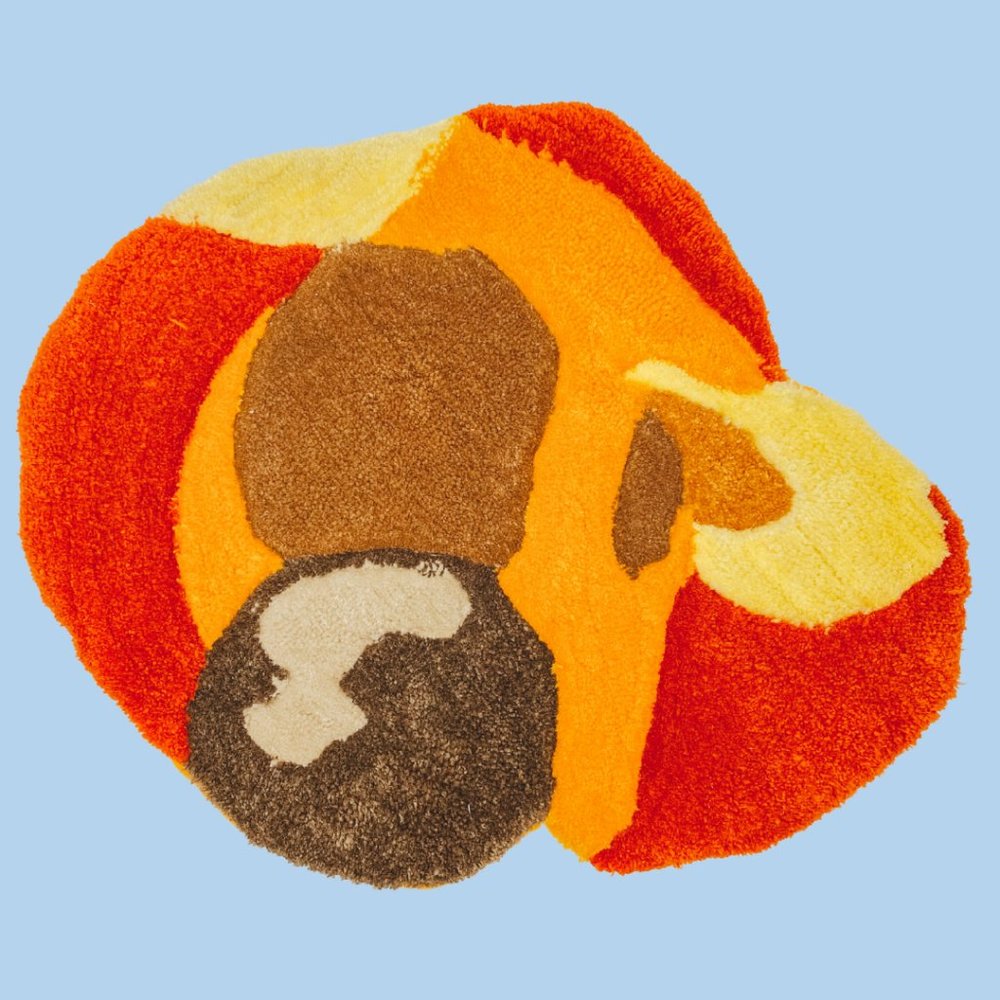 Peach Tufted Rug w/ Up-cycled Quilted Back, Handmade by Coco